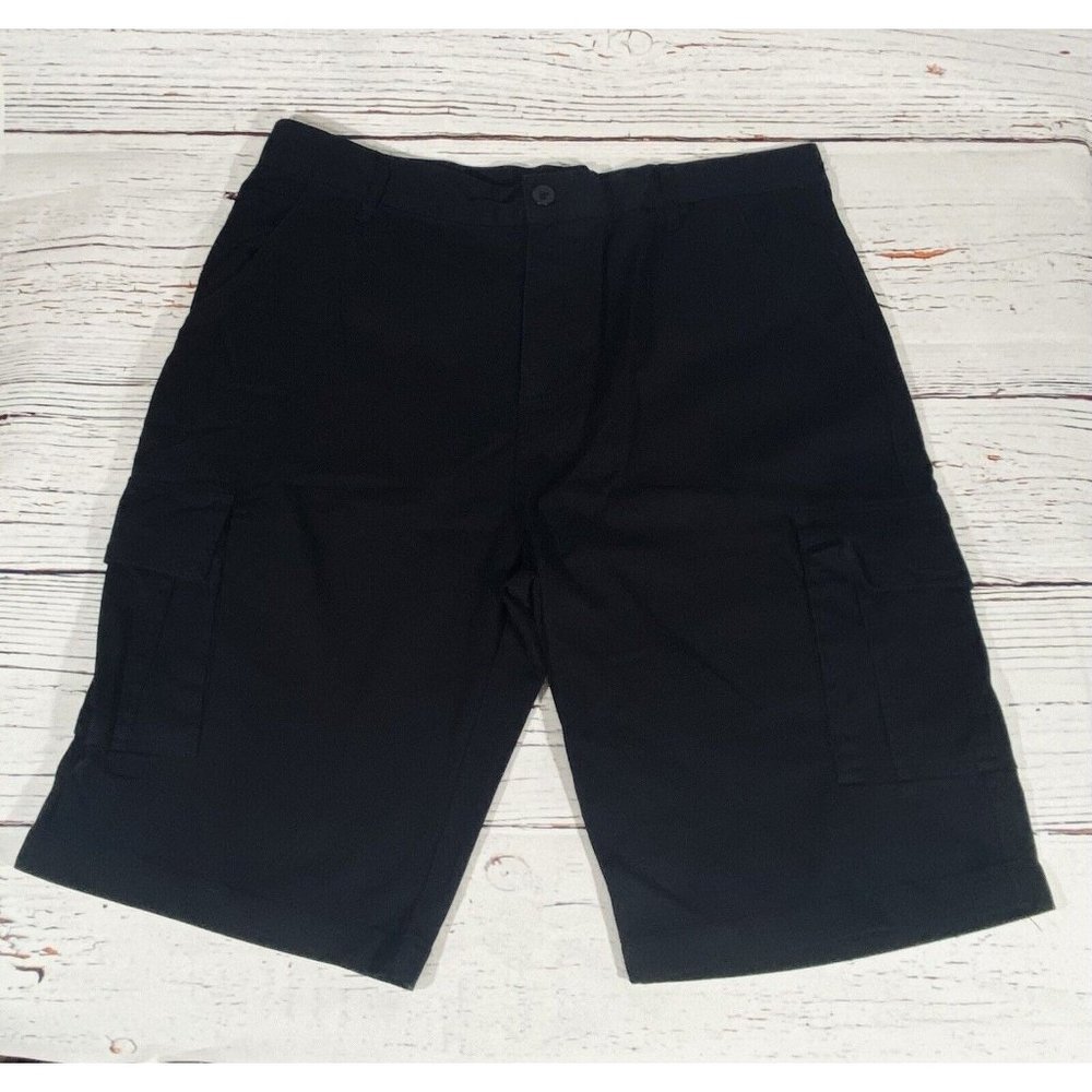 Original Blu Rock Mens Cargo Shorts Size 38 Black 100% Cotton Utility Pockets